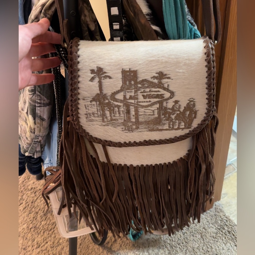 American Darling Fringe Western Crossbody Bag in Cream and Brown